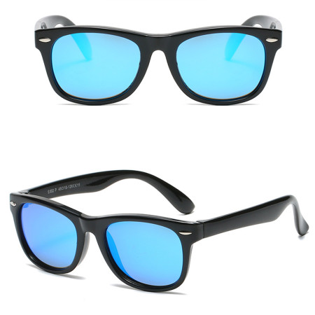 Ochelari de Soare pentru Copii cu protectie UV, Lentile Polarizate PC (D802), Patrati, 3-12 ani, Negru