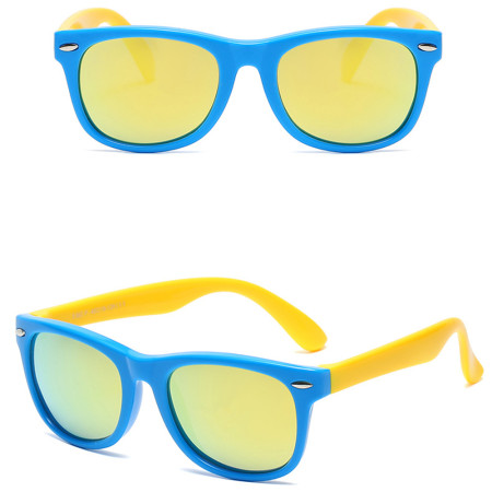 Ochelari de Soare pentru Copii cu protectie UV, Lentile Polarizate PC (D802), Patrati, 3-12 ani, Galben