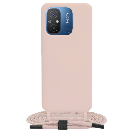 Husa cu Snur compatibila Xiaomi Redmi 12C, Prindere la gat Reglabila, Crossbody, Rose