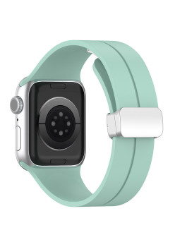 Bratara Smartwatch compatibila Apple Watch 1/2/3/4/5/6/7/8/SE/SE 2 38/40/41mm, Catarama Metalica, Minimalista, Verde