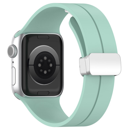 Bratara Smartwatch compatibila Apple Watch 1/2/3/4/5/6/7/8/SE/SE 2 38/40/41mm, Catarama Metalica, Minimalista, Verde