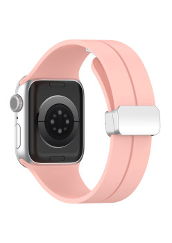 Bratara Smartwatch compatibila Apple Watch 1/2/3/4/5/6/7/8/SE/SE 2 38/40/41mm, Catarama Metalica, Minimalista, Rose