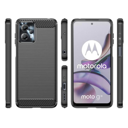 Husa Carbon Motorola Moto G13 / G23 / G53 compatibila, Protect Anti-Soc, Negru
