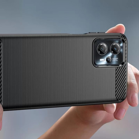 Husa Carbon Motorola Moto G13 / G23 / G53 compatibila, Protect Anti-Soc, Negru