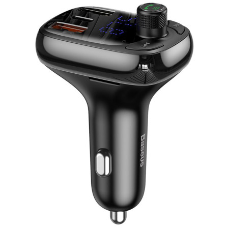 Modulator FM Incarcare rapida, Functie de incarcator auto 2x USB, Tip-C, Bluetooth MP3 Player, LED Display , Negru
