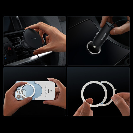 Incarcator Pad MagSafe Baseus cu AirVent Holde - USB-A 25W, 15W pentru Wireless Charging