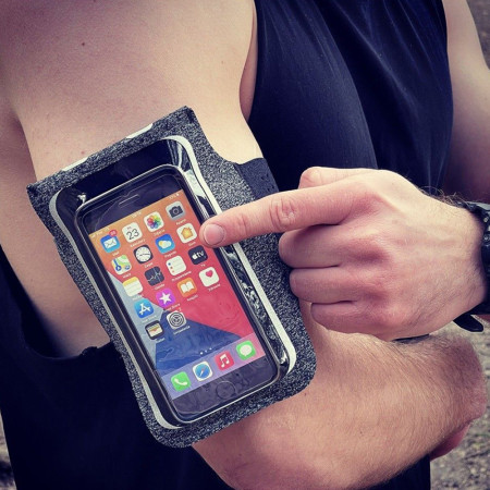 Husa telefon sport Banderola Universala 6.5' pentru brat/mana pentru alergat, sala, bicicleta, yoga, fitness, 360° rotire si cu acces usor la ecran, Armband fitness, sport, jogging, Techsuit TH10, Negru