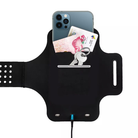 Husa telefon sport Banderola Universala 6.5' pentru brat/mana pentru alergat, sala, bicicleta, yoga, fitness, 360° rotire si cu acces usor la ecran, Armband fitness, sport, jogging, Techsuit TH10, Negru