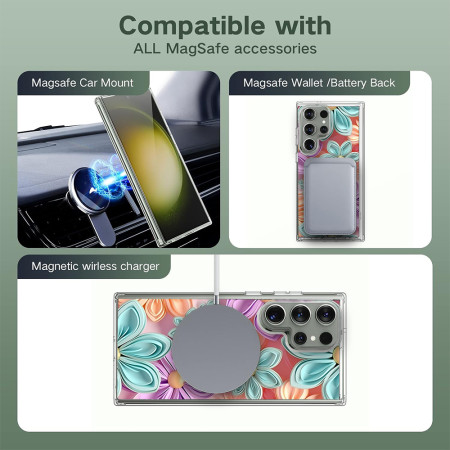 Husa personalizata pentru Samsung Galaxy S24 Ultra, MagSafe Atasare Magnetica, 3D Flower Medley 2