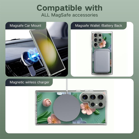 Husa personalizata pentru Samsung Galaxy S23 Ultra, MagSafe Atasare Magnetica, 3D Flower Medley 9