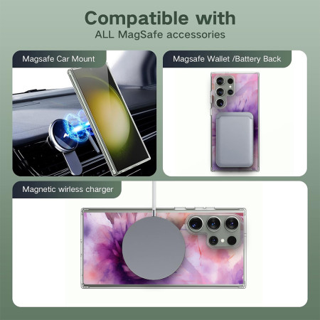 Husa personalizata compatibila Samsung Galaxy S24 Ultra, MagSafe Atasare Magnetica, Antisoc, Model Floral 22