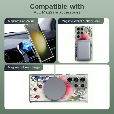 Husa personalizata pentru Samsung Galaxy S24 Ultra, MagSafe Atasare Magnetica, Antisoc, Model Floral 4