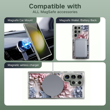 Husa personalizata pentru Samsung Galaxy S24 Ultra, MagSafe Atasare Magnetica, 3D Flower Medley 10