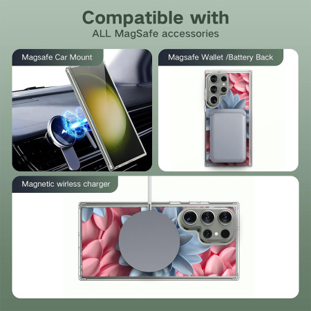 Husa personalizata pentru Samsung Galaxy S24 Ultra, MagSafe Atasare Magnetica, 3D Flower Medley 7