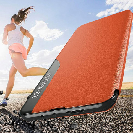 Husa Tip Carte compatibila Xiaomi 13T / 13T Pro, Stand View, Orange