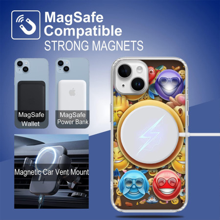 Husa personalizata pentru Apple iPhone 13, MagSafe Atasare Magnetica, Antisoc, Emoji Smiley Faces