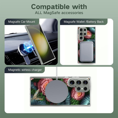 Husa personalizata pentru Samsung Galaxy S24 Ultra, MagSafe Atasare Magnetica, 3D Flower Medley 6