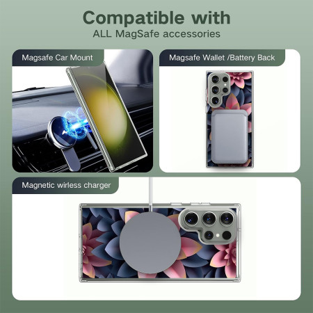 Husa personalizata pentru Samsung Galaxy S24 Ultra, MagSafe Atasare Magnetica, 3D Flower Medley 15