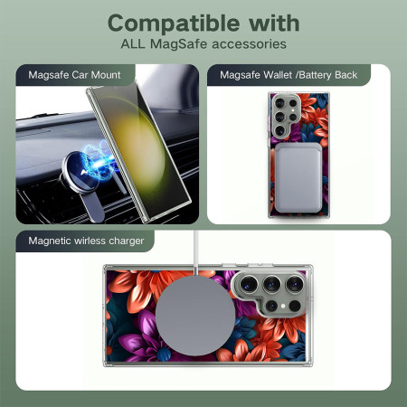 Husa personalizata pentru Samsung Galaxy S24 Ultra, MagSafe Atasare Magnetica, 3D Flower Medley 14