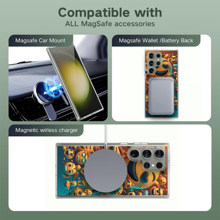 Husa personalizata pentru Samsung Galaxy S24 Ultra, MagSafe Atasare Magnetica, Emoji Faces