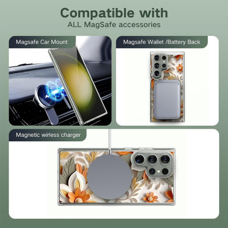 Husa pentru Samsung Galaxy S25 Ultra, Atasare Magnetica, 3D Flower Medley 3