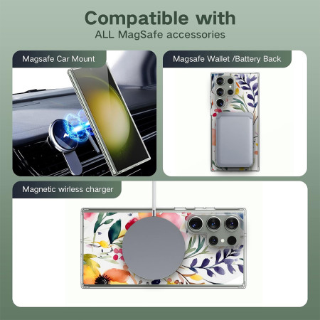 Husa personalizata pentru Samsung Galaxy S24 Ultra, MagSafe Atasare Magnetica, Antisoc, Model Floral 5