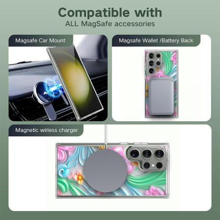 Husa personalizata pentru Samsung Galaxy S24 Ultra, MagSafe Atasare Magnetica, 3D Flower Medley 11