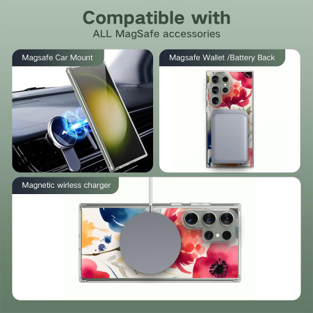 Husa pentru Samsung Galaxy S25 Ultra, Atasare Magnetica, MagSafe, Magsafe Model Floral 3