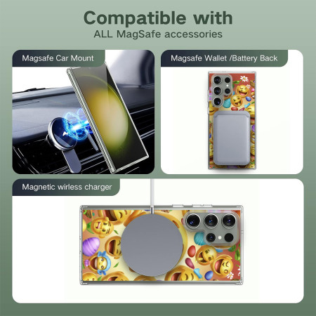 Husa pentru Samsung Galaxy S25 Ultra, Atasare Magnetica, MagSafe, Emoji Stop