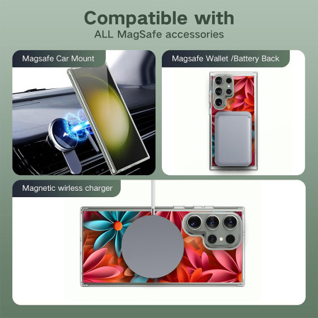 Husa personalizata pentru Samsung Galaxy S23 Ultra, MagSafe Atasare Magnetica, 3D Flower Medley 1