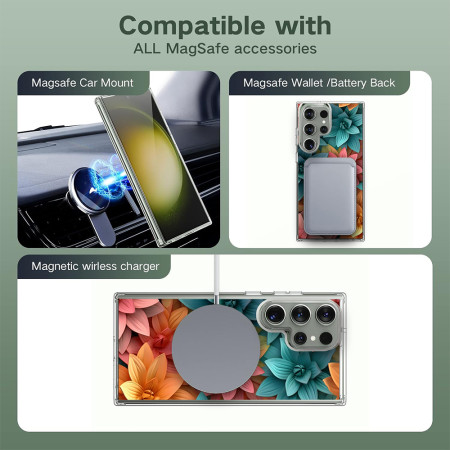 Husa personalizata pentru Samsung Galaxy S23 Ultra, MagSafe Atasare Magnetica, 3D Flower Medley 13