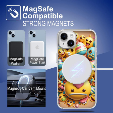 Husa personalizata pentru Apple iPhone 15, MagSafe Atasare Magnetica, Antisoc, Emoji Smile