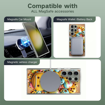 Husa personalizata pentru Samsung Galaxy S24 Ultra, MagSafe Atasare Magnetica, Emoji Smile