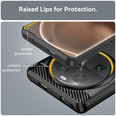Husa Carbon Oppo Find X6 Pro, Protect Anti-Soc, Negru