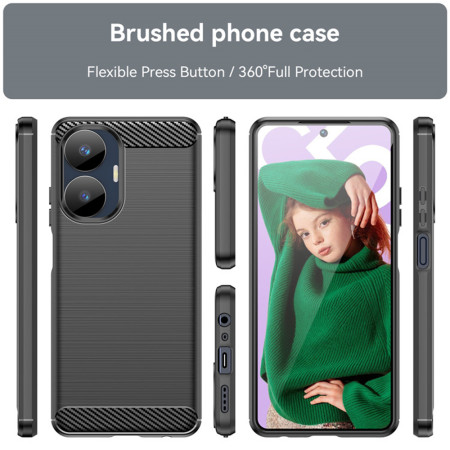 Husa Carbon Realme C55, Protect Anti-Soc, Negru