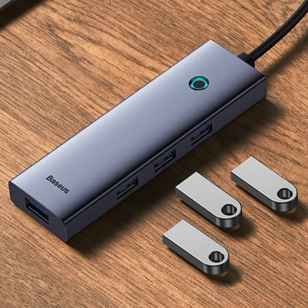 Docking Station Baseus Type-C to 4x USB3.0, 5Gbps, Space Grey