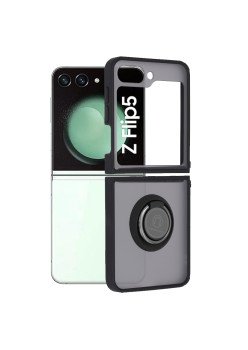 Husa telefon Samsung Galaxy Z Flip 5, Glinth Magnet Auto si Inel Rotativ, Negru -RESIGILAT