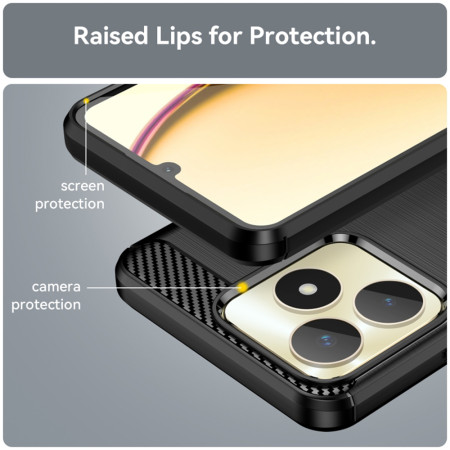 Husa Carbon compatibila Realme C53, Protect Anti-Soc, Negru
