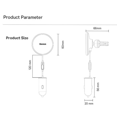 Incarcator Pad MagSafe Baseus cu AirVent Holde - USB-A 25W, 15W pentru Wireless Charging