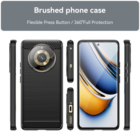 Husa Carbon compatibila Realme 11 Pro / 11 Pro Plus, Protect Anti-Soc, Negru