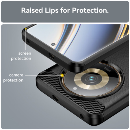 Husa Carbon compatibila Realme 11 Pro / 11 Pro Plus, Protect Anti-Soc, Negru