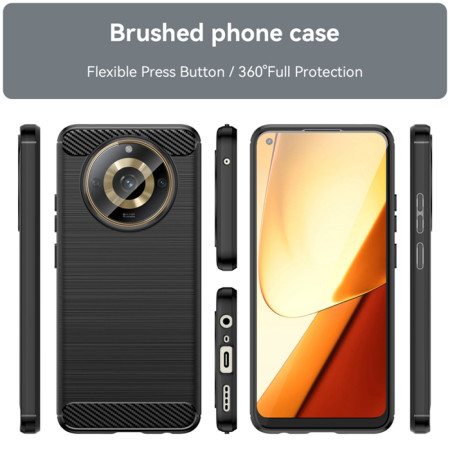 Husa Carbon compatibila Realme 11, Protect Anti-Soc, Negru