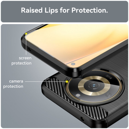 Husa Carbon compatibila Realme 11, Protect Anti-Soc, Negru
