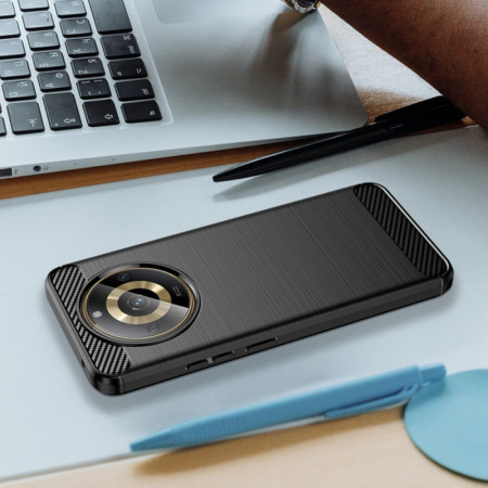 Husa Carbon compatibila Realme 11, Protect Anti-Soc, Negru