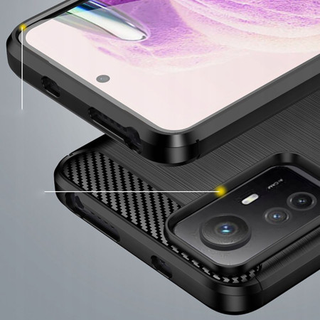 Husa Carbon compatibila Xiaomi Redmi Note 12S, Protect Anti-Soc, Negru