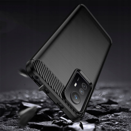 Husa Carbon compatibila Xiaomi Redmi Note 12S, Protect Anti-Soc, Negru