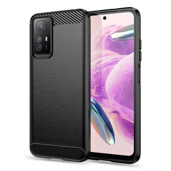 Husa Carbon compatibila Xiaomi Redmi Note 12S, Protect Anti-Soc, Negru
