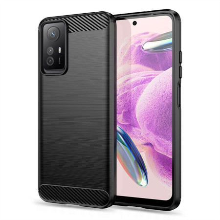Husa Carbon compatibila Xiaomi Redmi Note 12S, Protect Anti-Soc, Negru