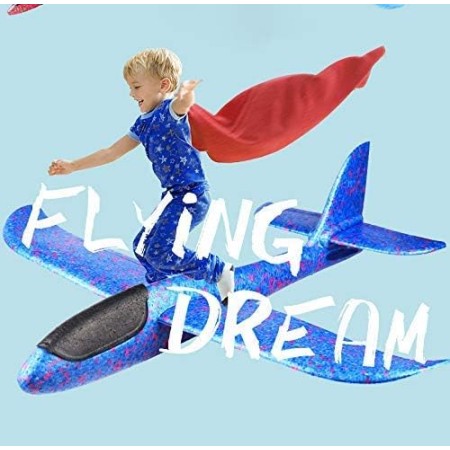 Avion Planor Polistiren 47 cm, Albastru – Jucarie Outdoor pentru Copii