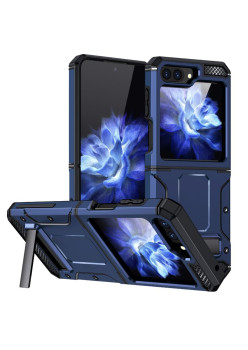 Husa Antisoc compatibila Samsung Galaxy Z Flip 5, Kickstand, Albastru